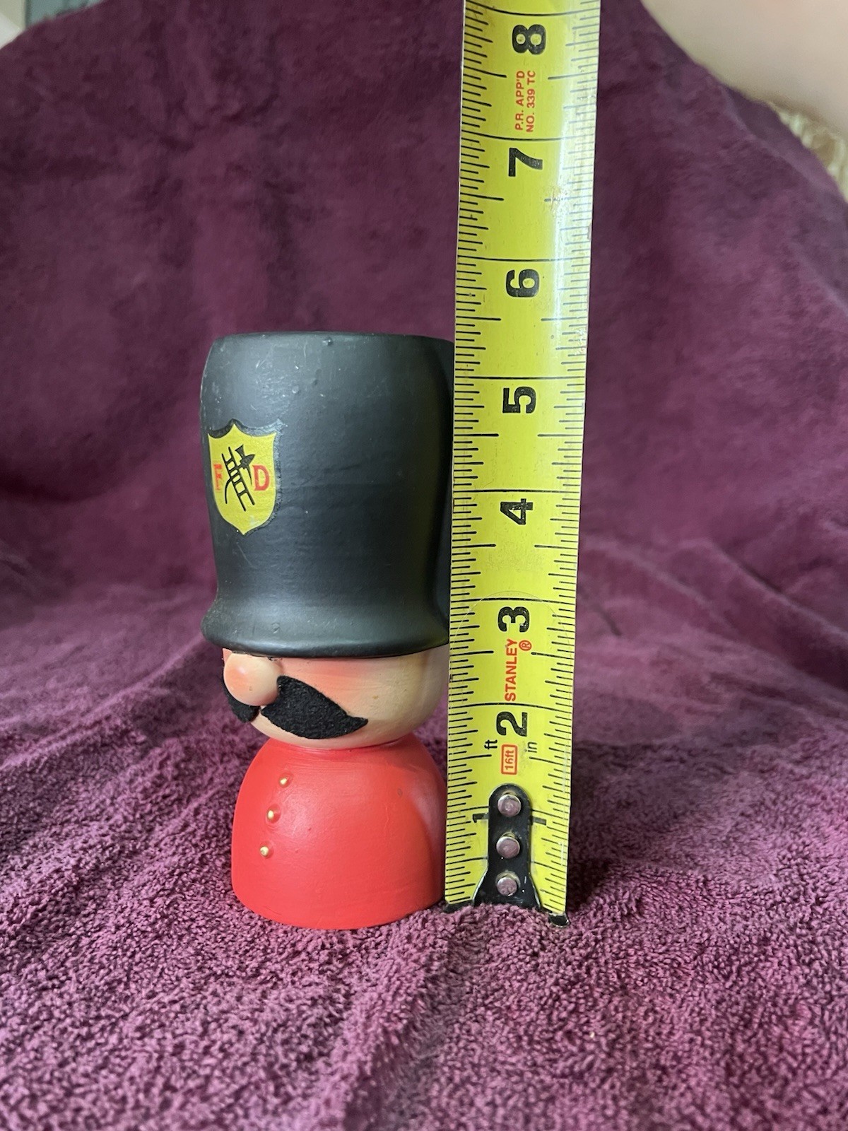 Vintage Fireman Felt Mustache Pencil Holder Sharpener Japan