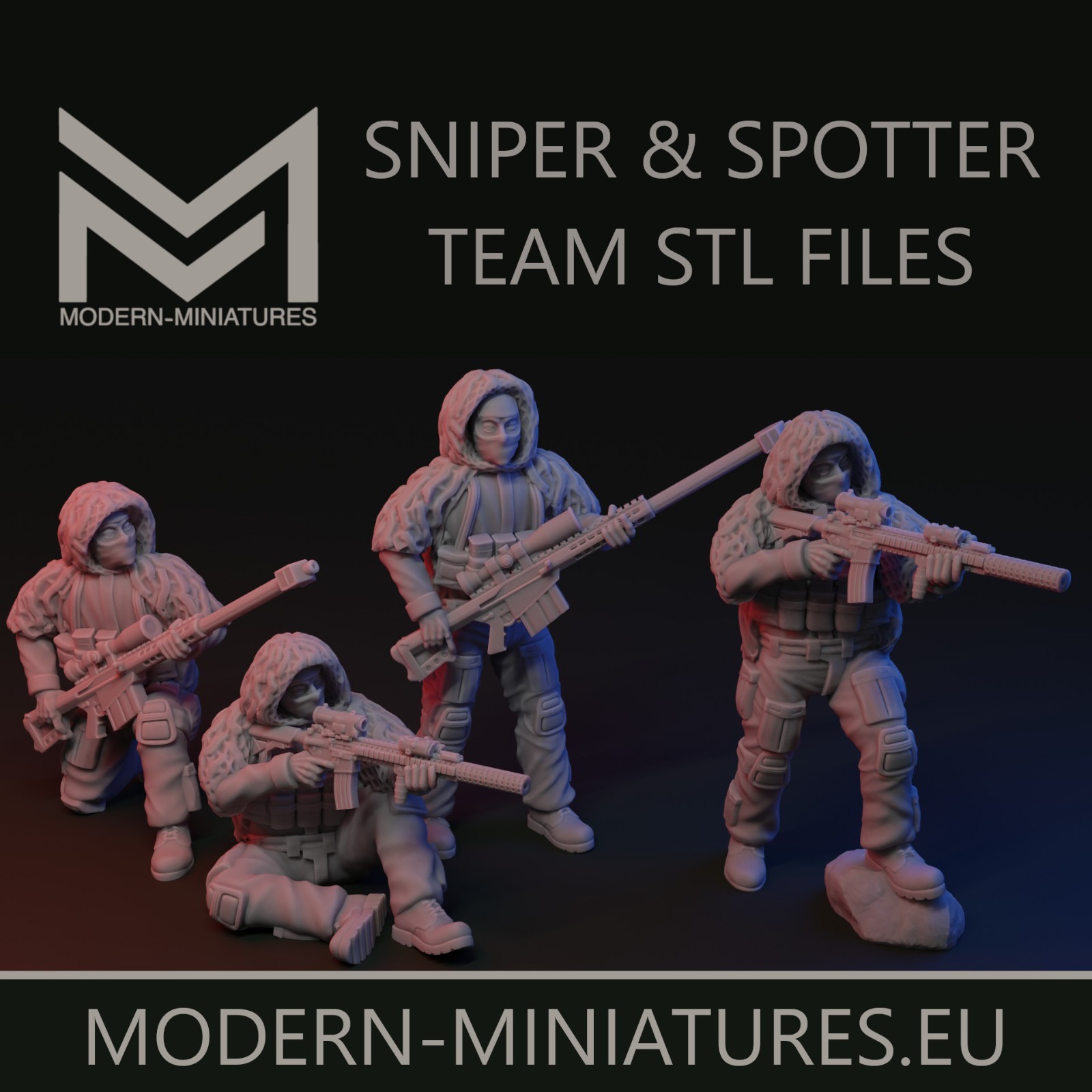 Ultra Modern-Miniatures.eu Sniper & Spotter Teams Spectre Zona Alfa 15mm 28mm 3D