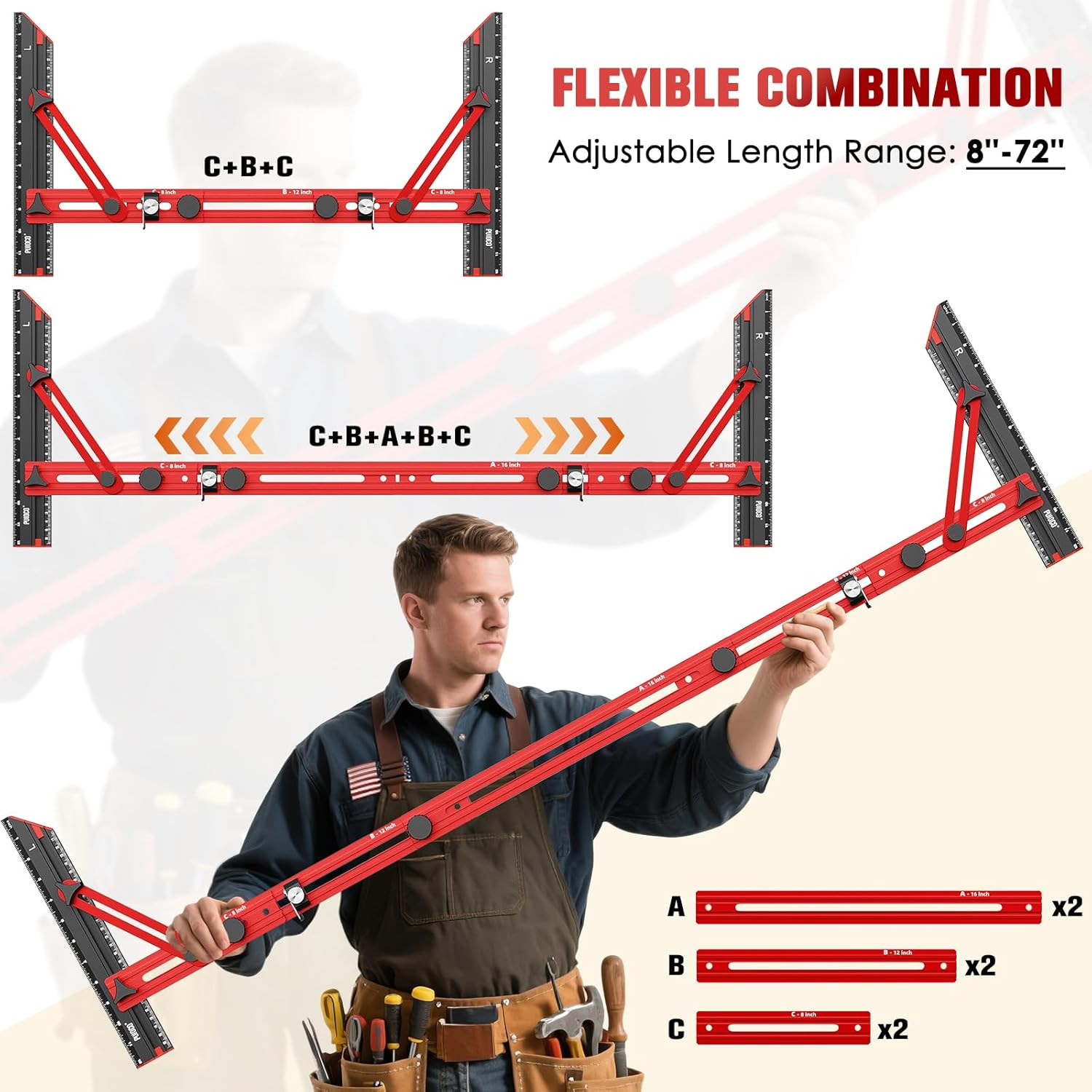 Stair Tread Template Tool, Stair Measuring Tool with Triangular Structure Brace
