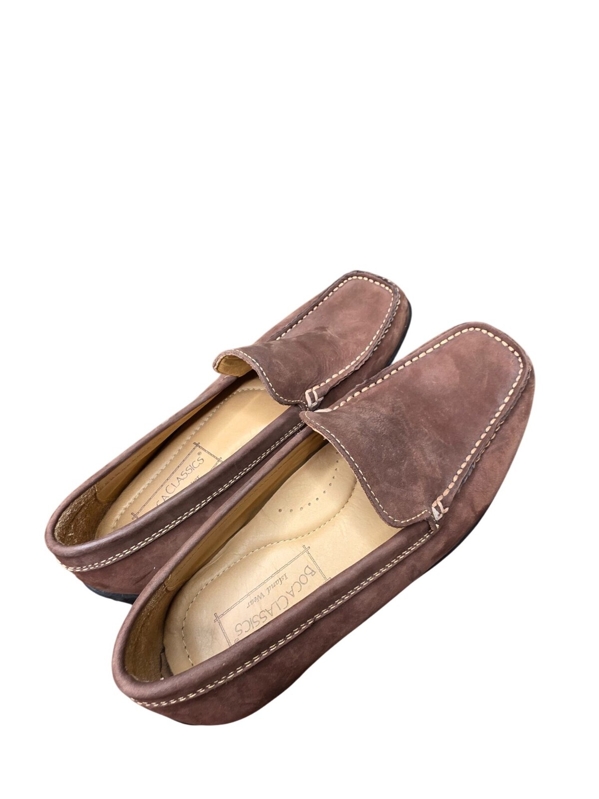 Boca Classic Santiago men's leather slip on shoes British tan, size 10