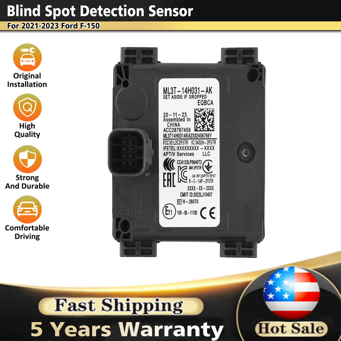 OEM For 21-23 Ford F-150 Left Object Sensor Blind Spot Monitor Detection System