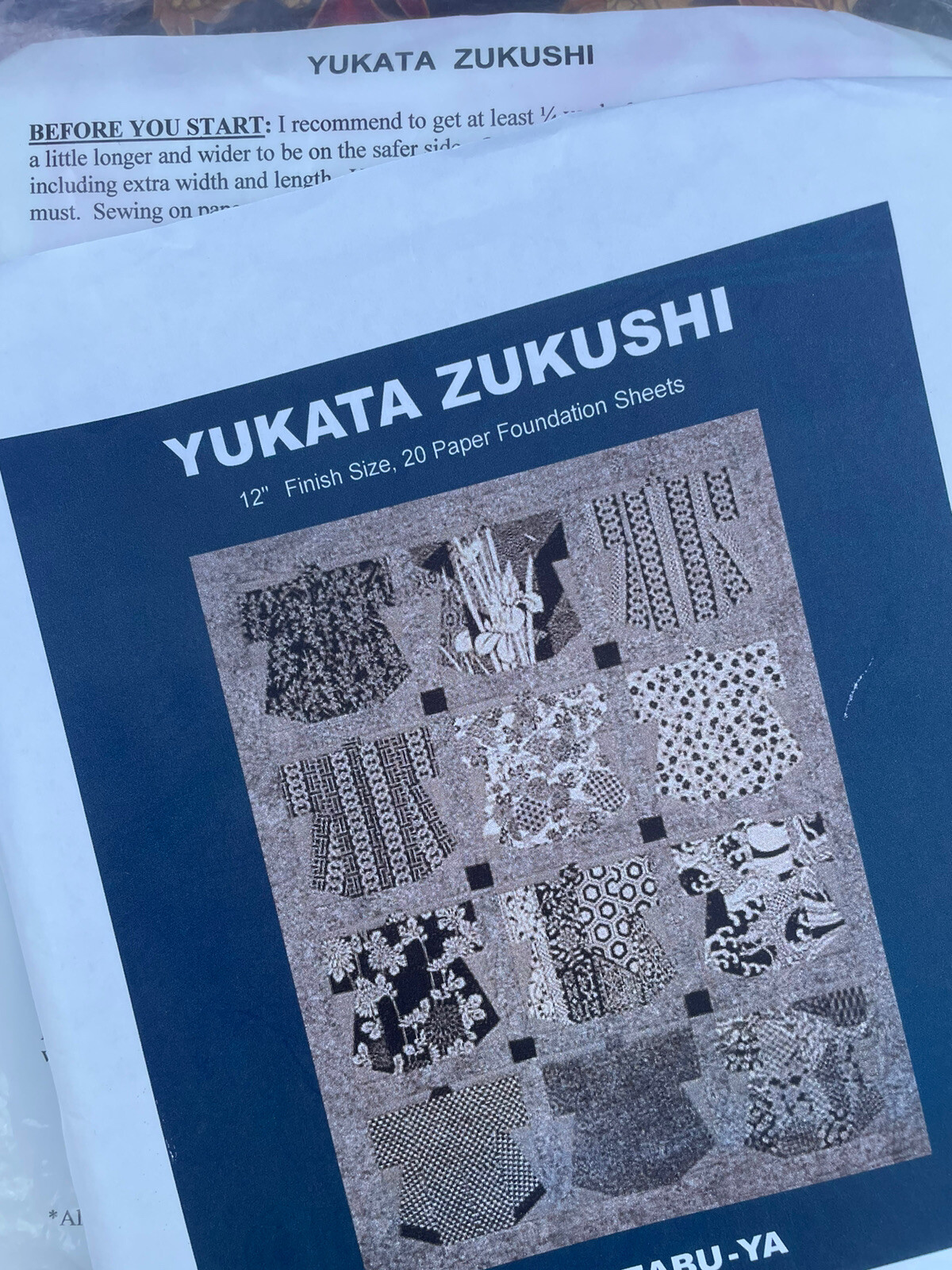 Yukata Zukushi    20 X 12” Paper Foundation Sheets by Azabu Ya