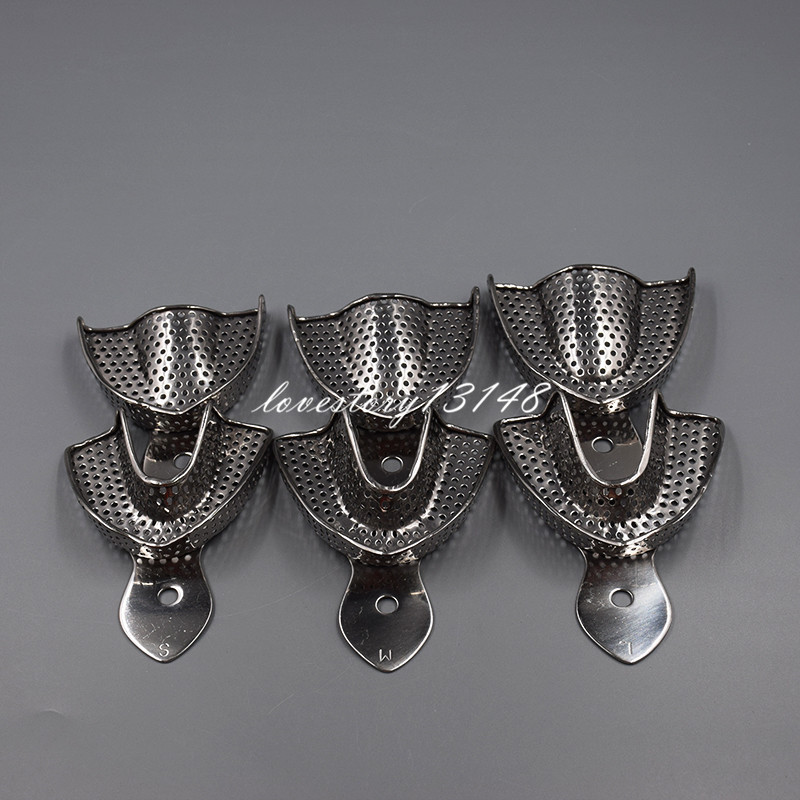 S/M/L Dental Autoclavable Metal Impression Trays Perforated Stainless Steel