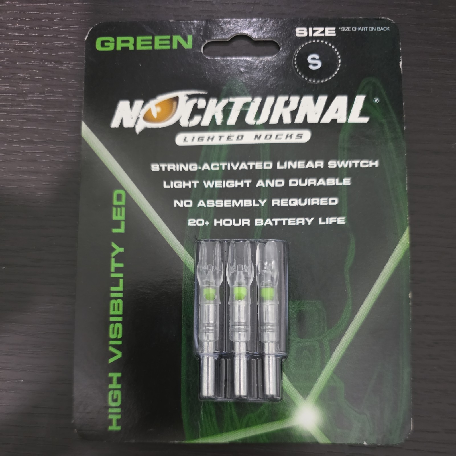 Nockturnal Lighted Nocks – Green LED, Size Small (Archery)