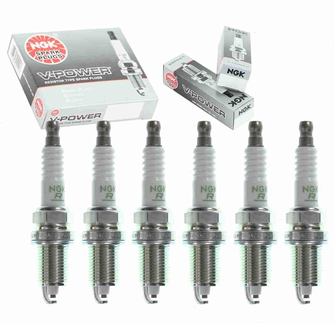 6 pc V-Power Spark Plugs compatible with Jeep Liberty 3.7L V6 2002-2012