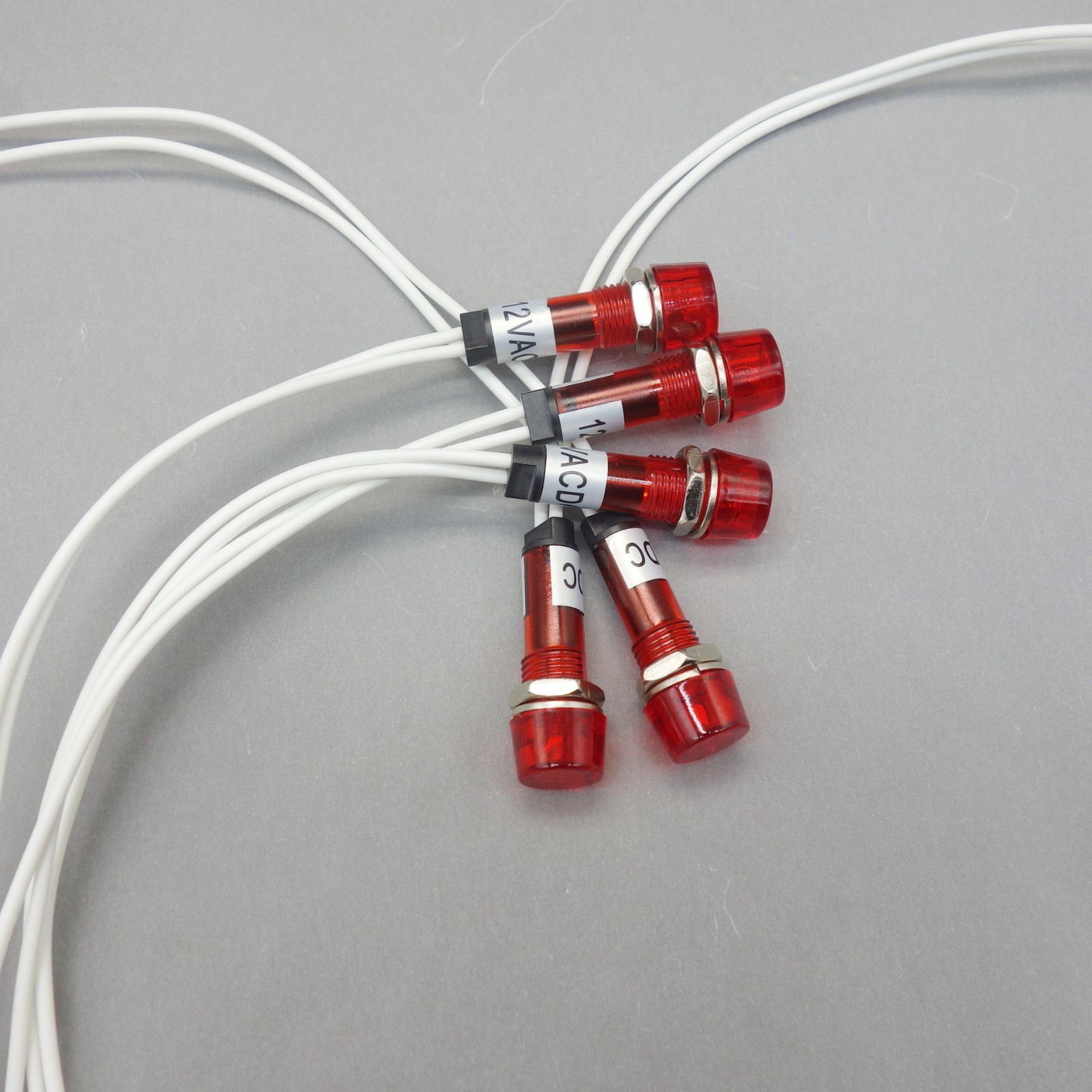 5 Pcs 12V 10mm RED Mini Incandescent Pilot Lights CYLINDRICAL Cap with wire