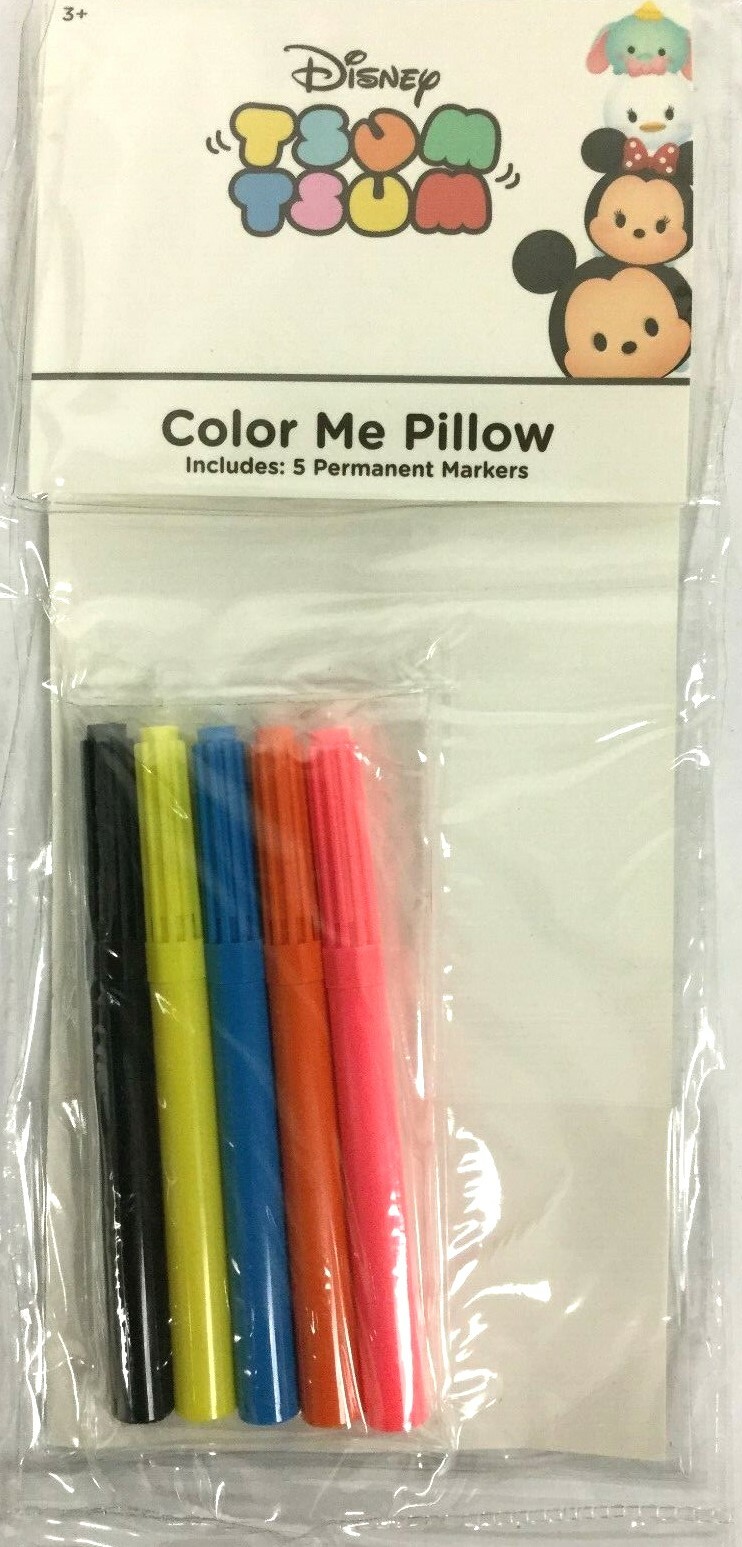 5 Permanent Fabric Markers for use with TSUM TSUM Color Me Pillow Set Pens Only