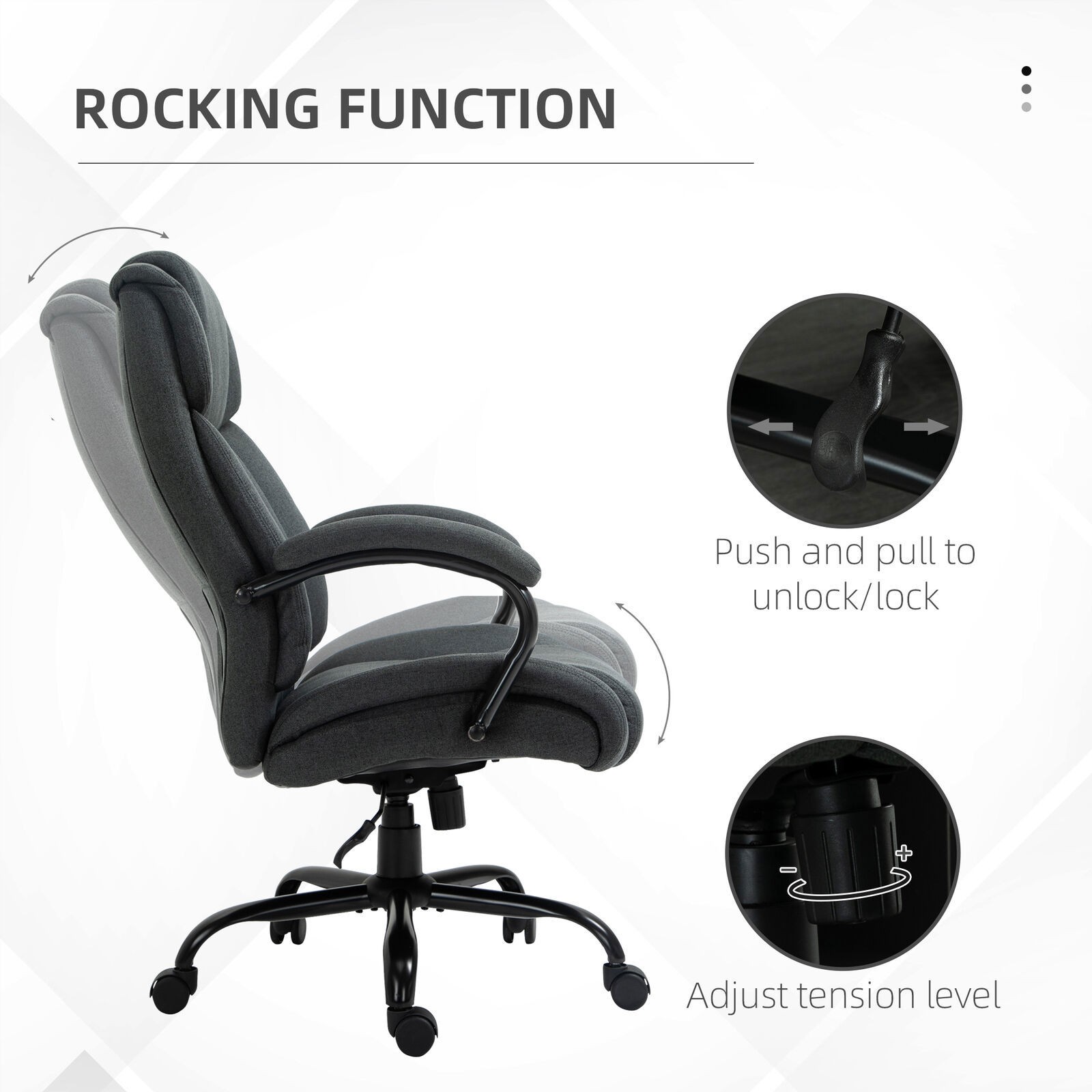 High Back Computer Office Chair Task Ergonomic Reclining Armchair 485lb Capacity