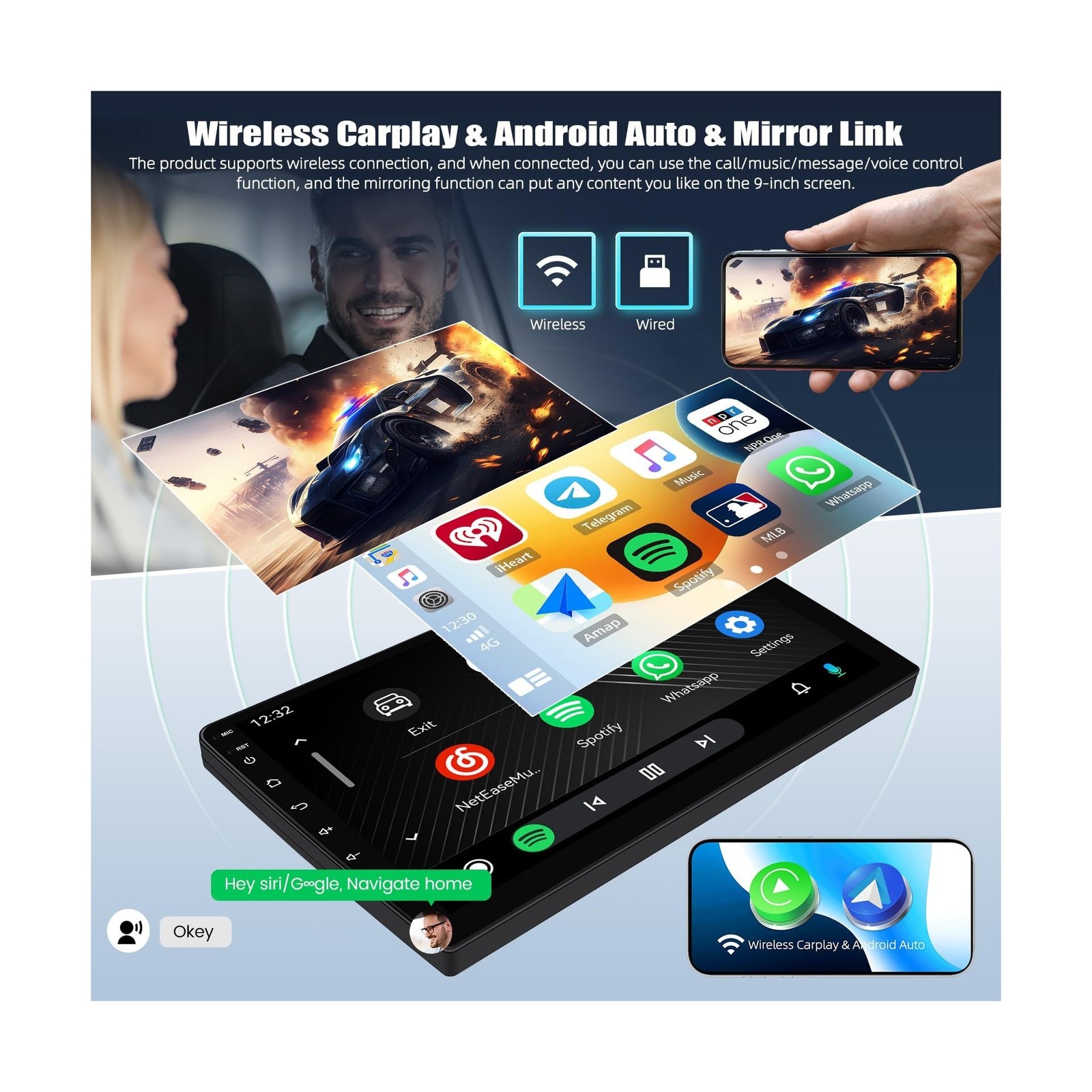 [4G+64G] Car Radio for Jeep Grand Cherokee 1998-2005 with Wireless CarPlay An...