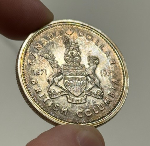 1971 Canada-British Columbia 50% Silver Dollar -Toned! - w/Box