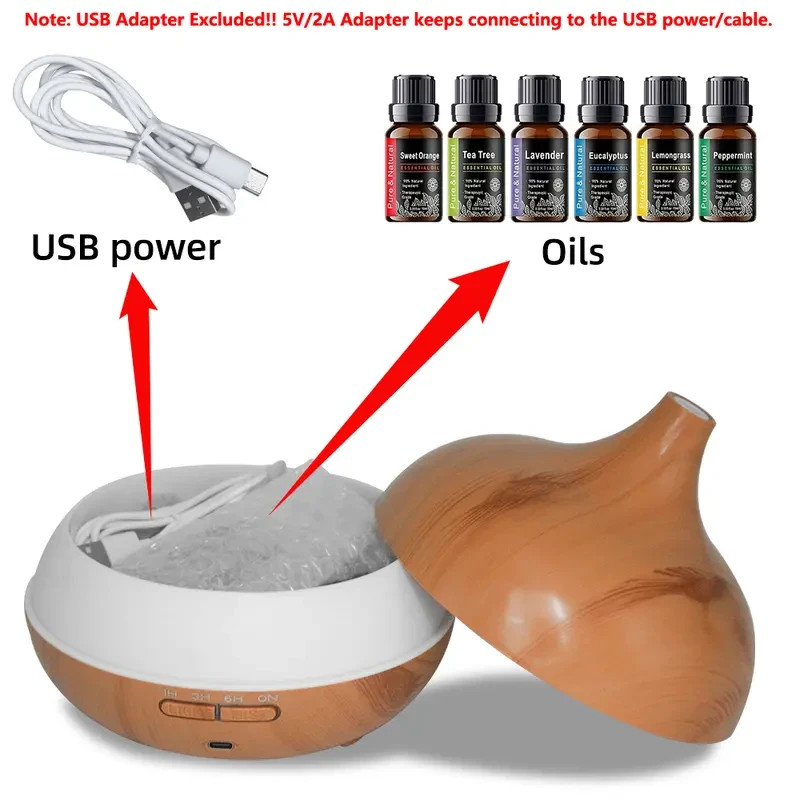 Aroma Diffuser Humidifier With 6x33oz Essential Oils Colorful LED And Remote