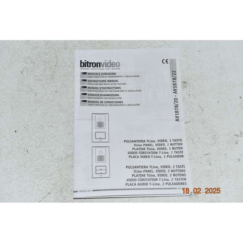 AV1878/22 Bitron T Line Video Push Button 2 Keys