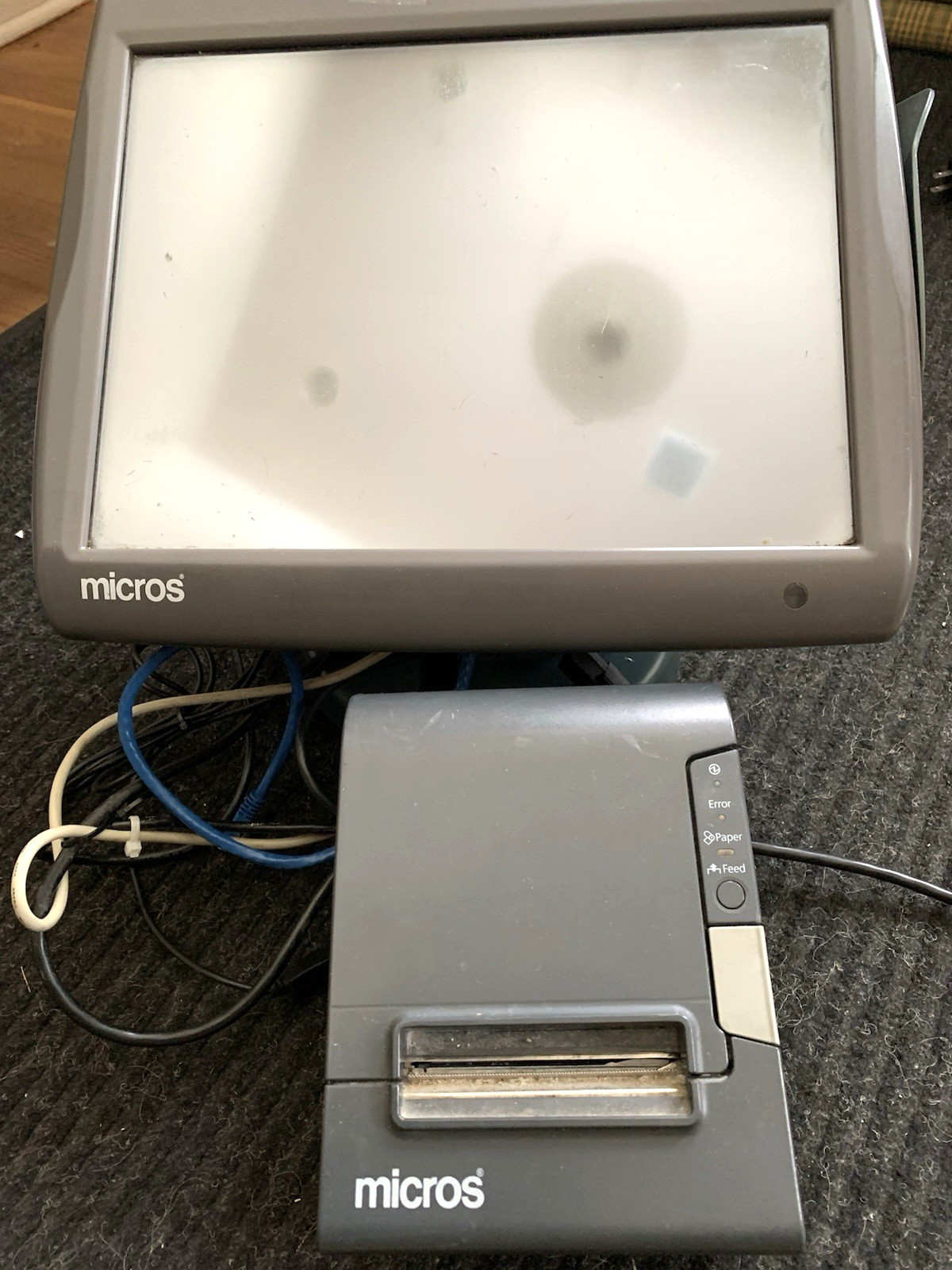Micros Workstation 5A POS Touchscreen Terminal/STAND 400814-101C & Epson TM-T88V