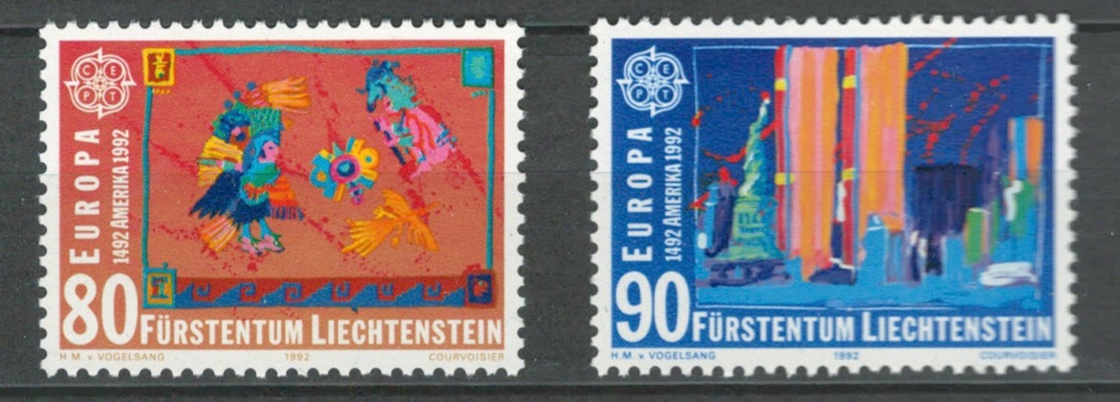 LIECHTENSTEIN EUROPA AMERICA DISCOVERY SAILING BOATS MNH SET LOT (BOAT 237)