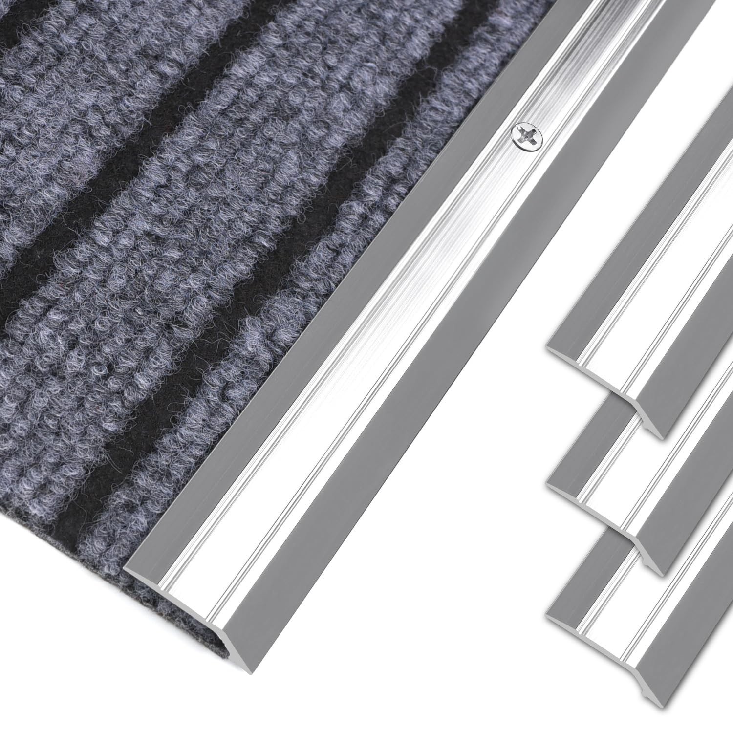 3-Pack Metal Carpet Floor Transition Strips, 36in Carpet to Tile Floor Edging...