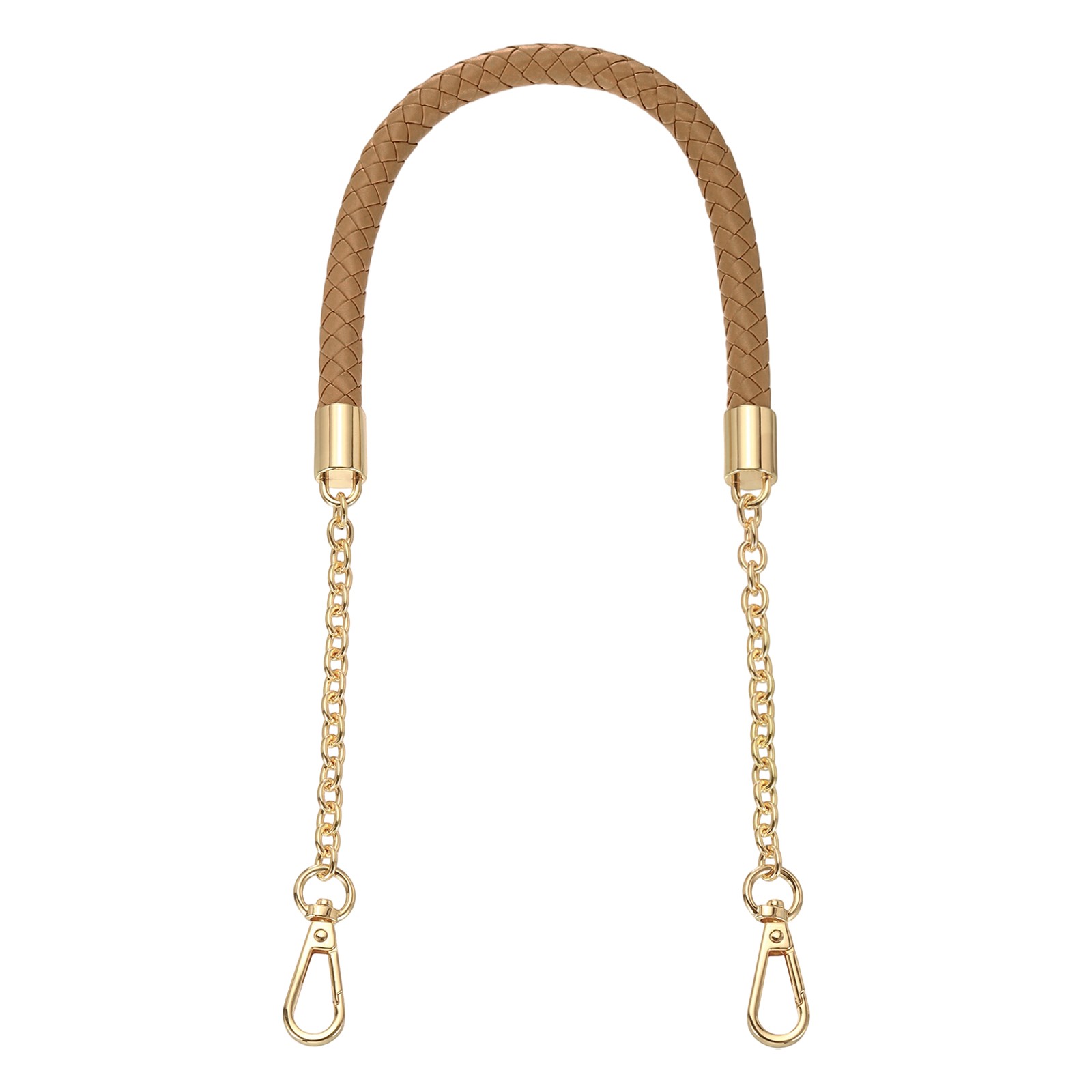 62cm Dark Khaki PU Leather Braided Purse Strap Light Gold Buckle