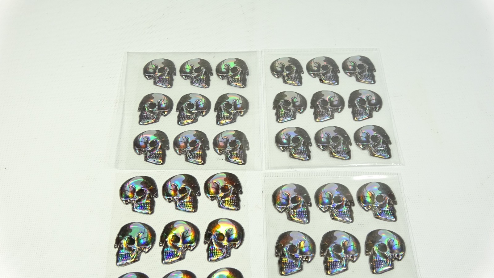 4 Sheets Halloween Silver Holographic Puffy Skeleton 36 Stickers
