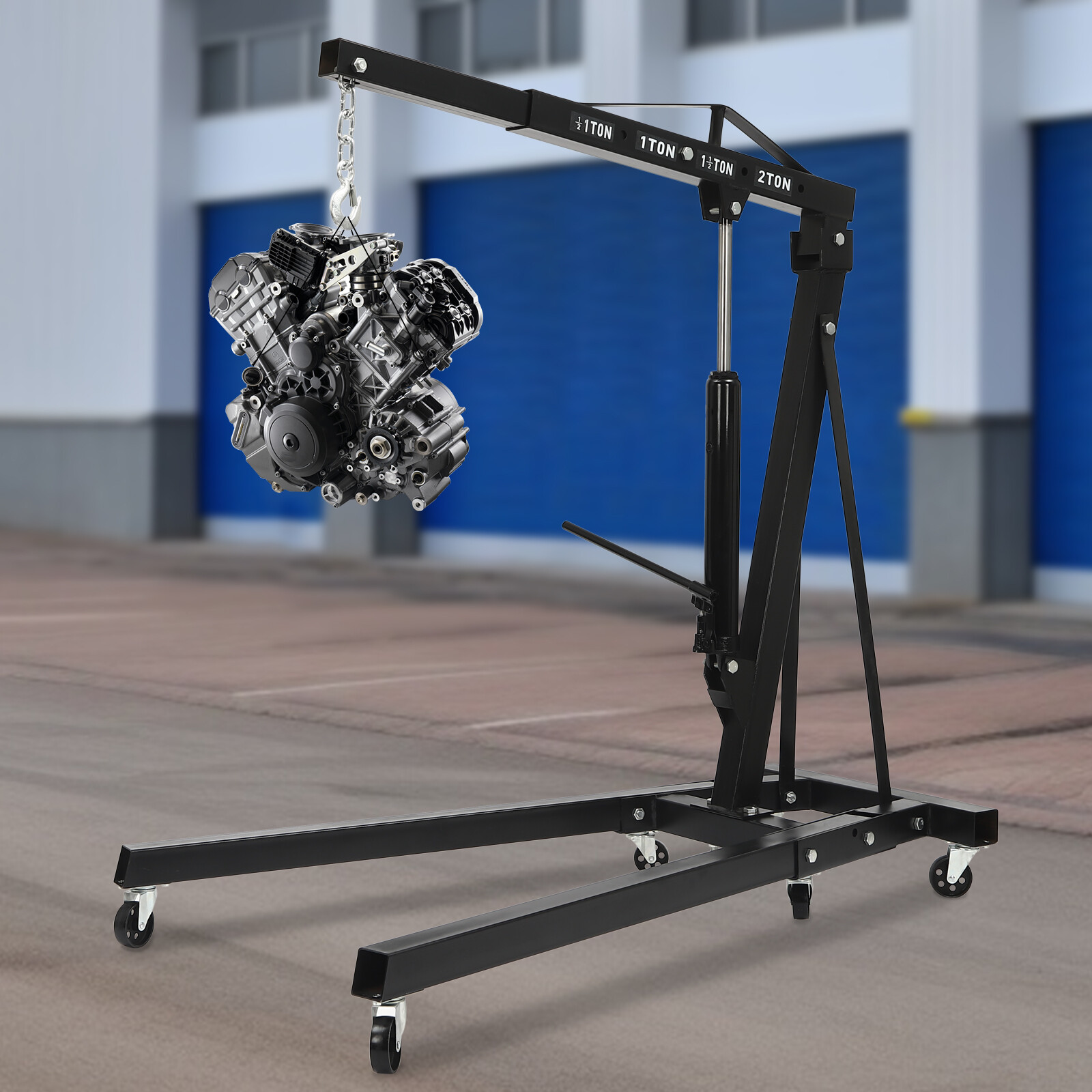 4400Lbs Heavy Duty Engine Hoist Leveler Cherry Picker Shop Crane Load Lift Tool