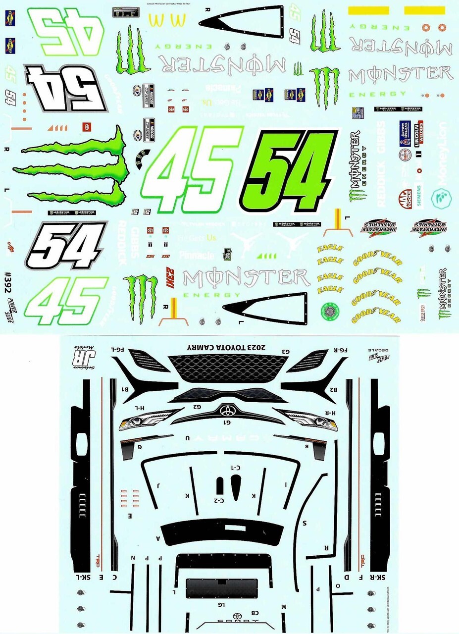 Powerslide 392 #45/#54 Ty Gibbs/Tyler Reddick 2023 1/24 waterslide decal