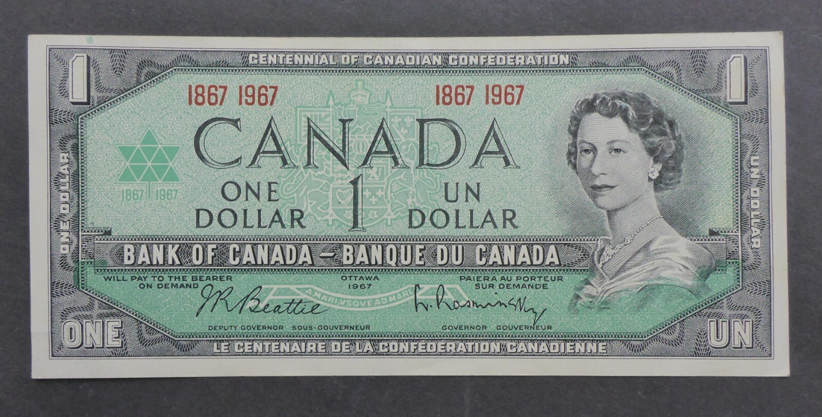 CANADA $1 CRISP UNC 1967 BANKNOTE "CANADA'S 1ST. PARLIAMENT" FREE SHIPPING
