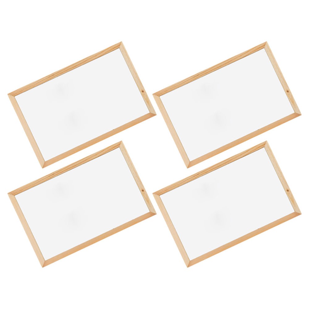 4Pcs Reusable White Wooden Desktop Boards Small Portable Whiteboards for Home