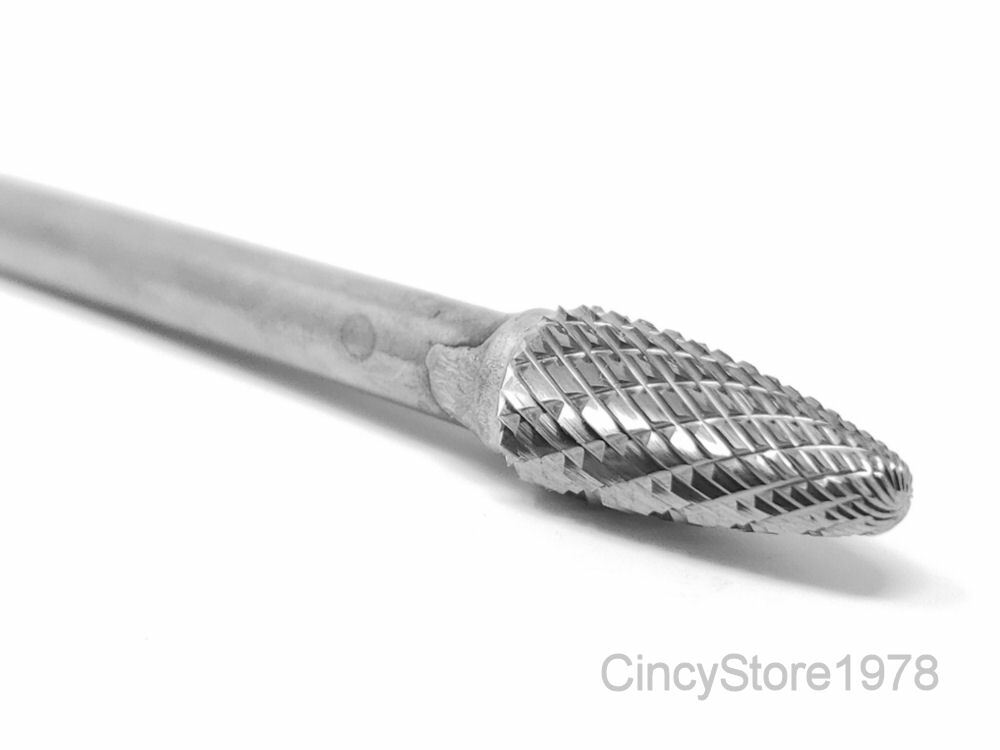 SF3D Tree Shape Tungsten Carbide Burr Bur Cutting Tool Die Grinder Bit 1/4" NEW
