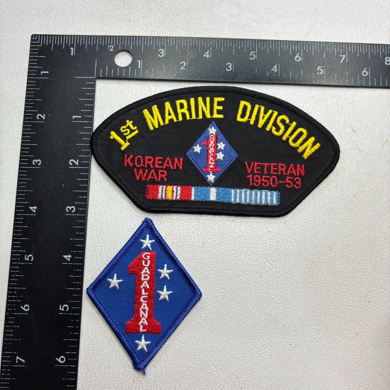 2 Patches 1ST MARINE DIVISION (1 FOR KOREAN WAR VET) 2 Patch Lot (Military) 621J