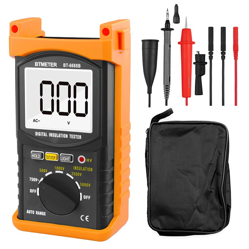 Digital 5000V Insulation Tester Megohmmeter,200GΩ,Auto-Ranging, AC Voltage Test