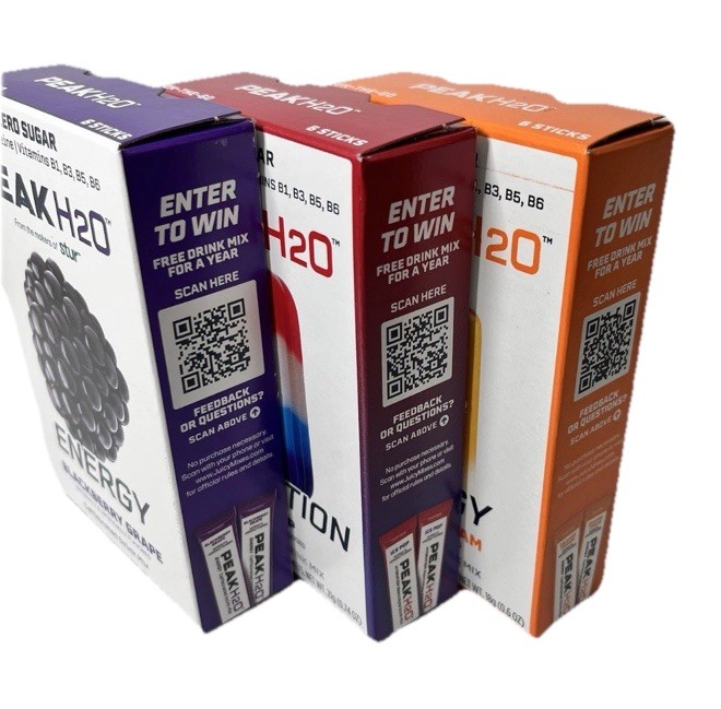 PEAK H2O ENERGY Zero Sugar Caffeine Electrolyte Orange Blackberry Ice Pop 3packs