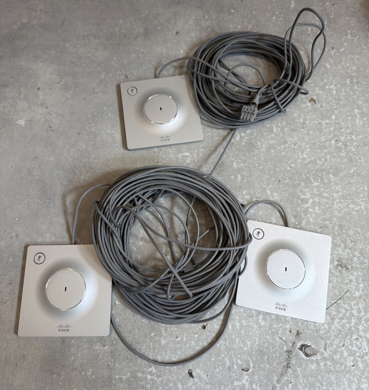 Lot of 3 - Cisco TTC5-12 TelePresence Table Microphones w/ Cables