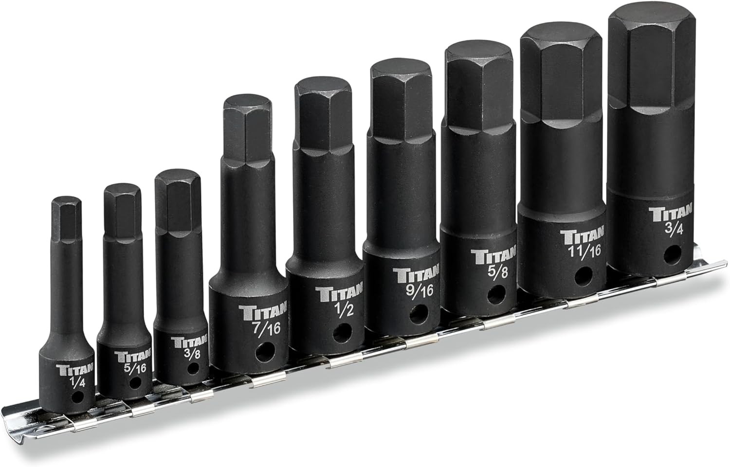 Titan Tools 9-Piece Impact SAE Hex Bit Socket Set (49010)