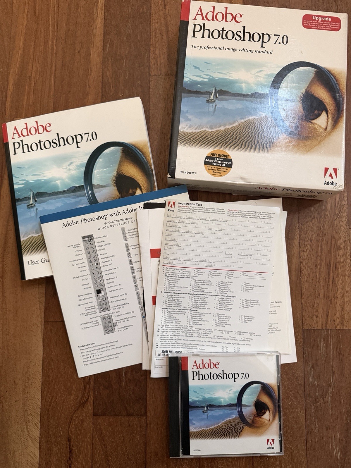 Adobe Photoshop 7 UPGRADE for Windows w/ Serial Number & Original Box Manuals