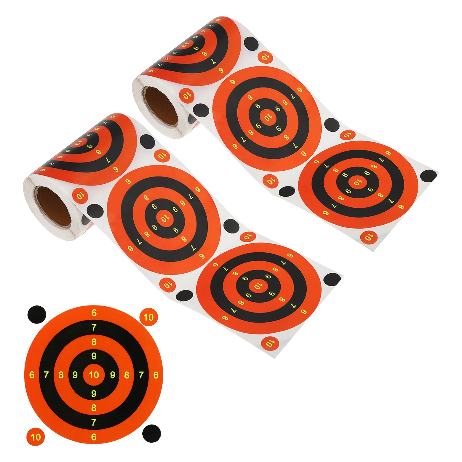 2 Roll Circle Splatter Target Stickers 4", Yellow/Red/Black Style 3