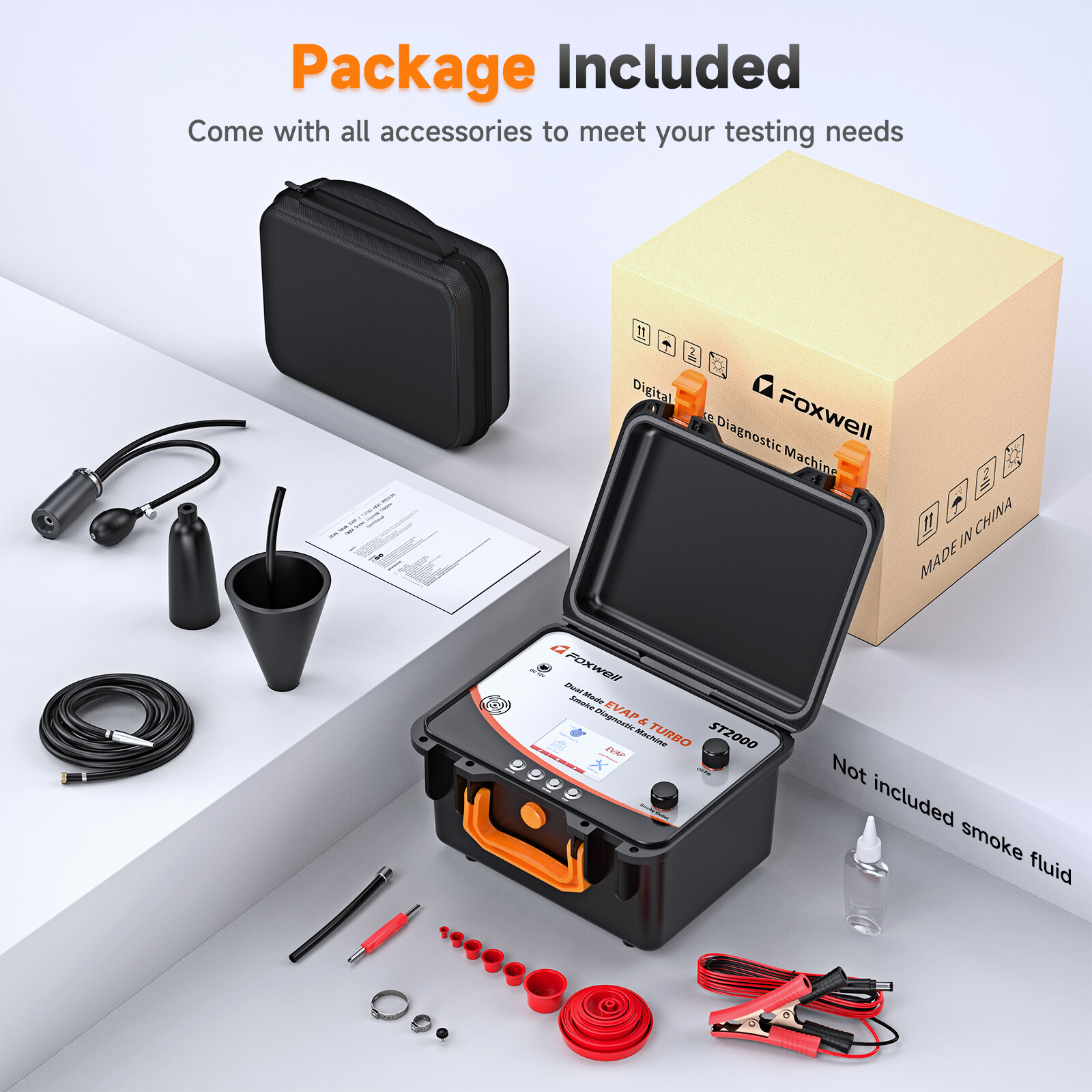Dual Mode Smoke Machine FOXWELL ST2000 for EVAP & Turbo Diagnostics