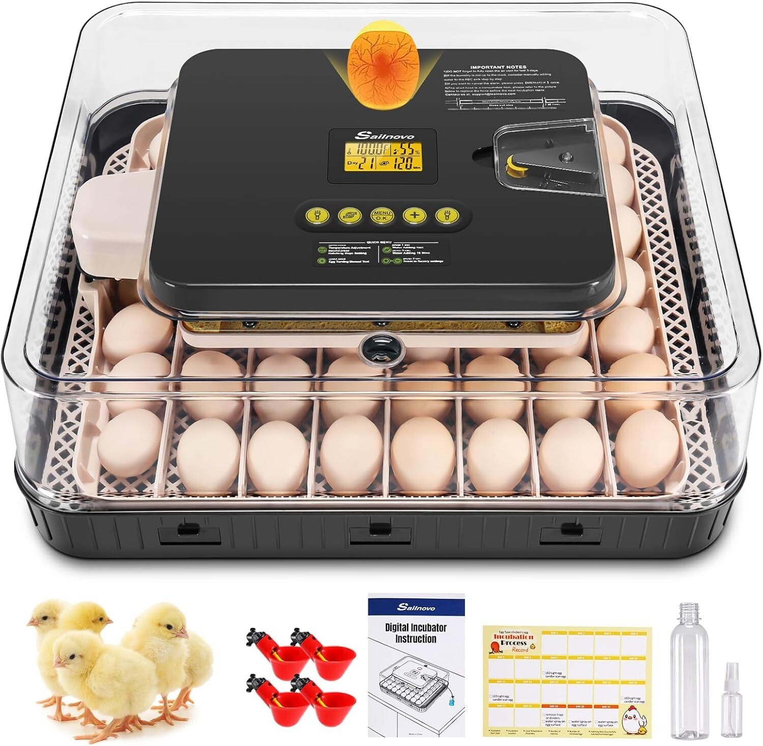 56 Egg Incubator for Hatching Eggs with Automatic Egg Turning Egg Candler Gift-