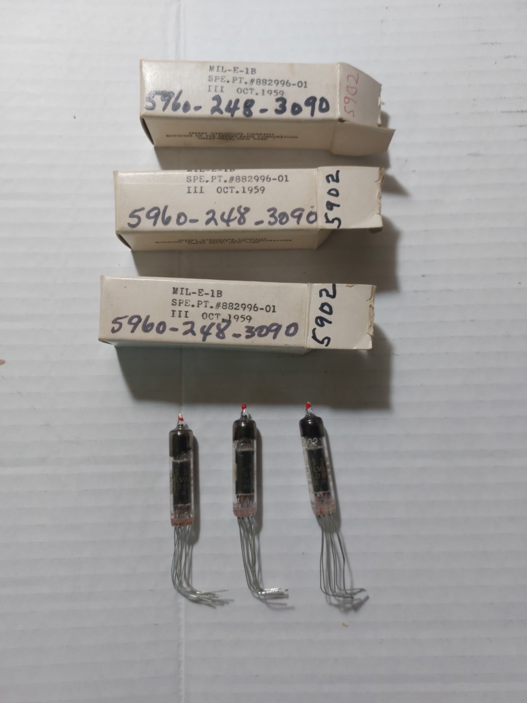 3 Sylvania GB JH-5902 vacuum tubes— NOS? Untested — Clean & Bright Pins Military
