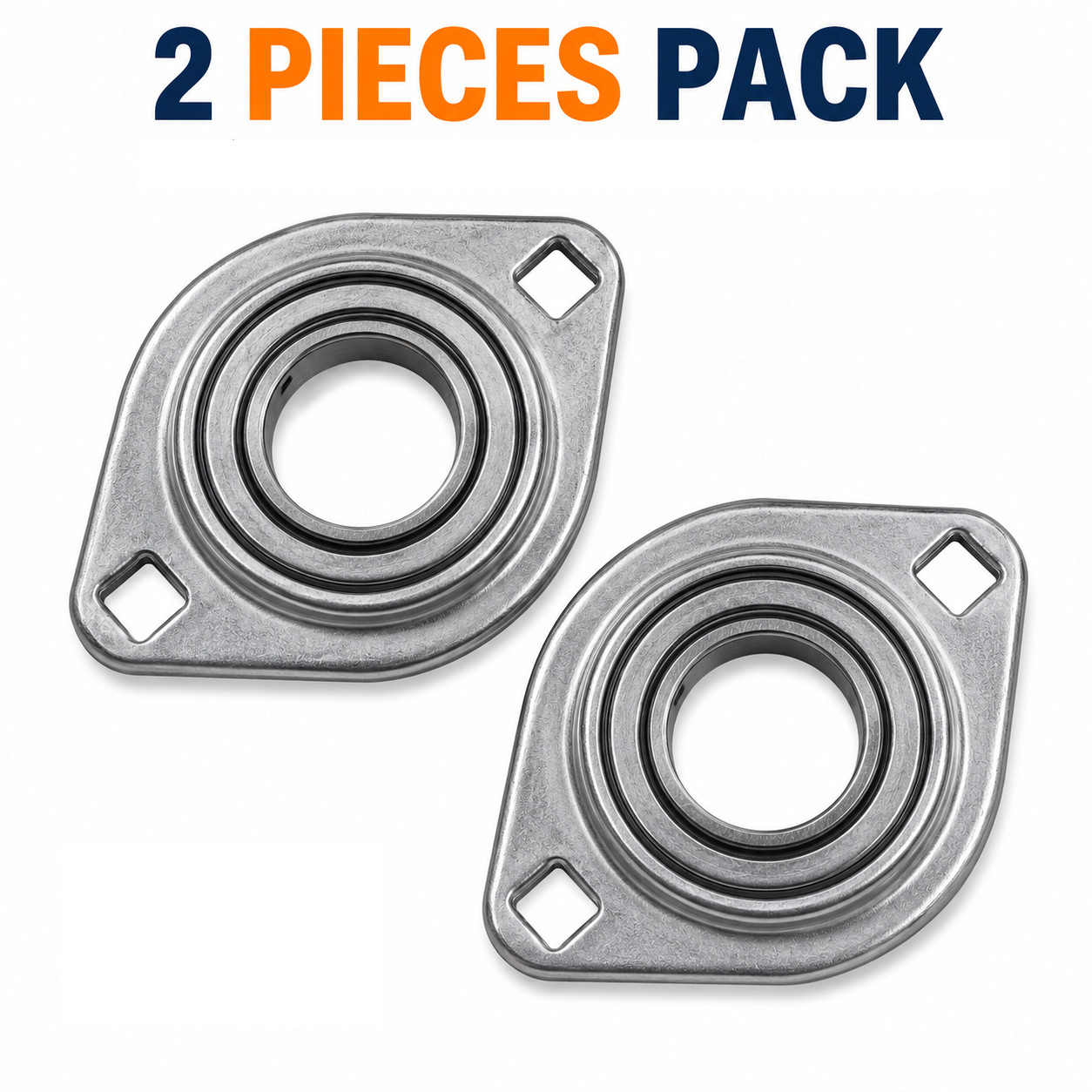 Garage Door Flanged Football Bearing 1 1/4" ID 400 lbs 2" OD 3 3/4" (2pcs)
