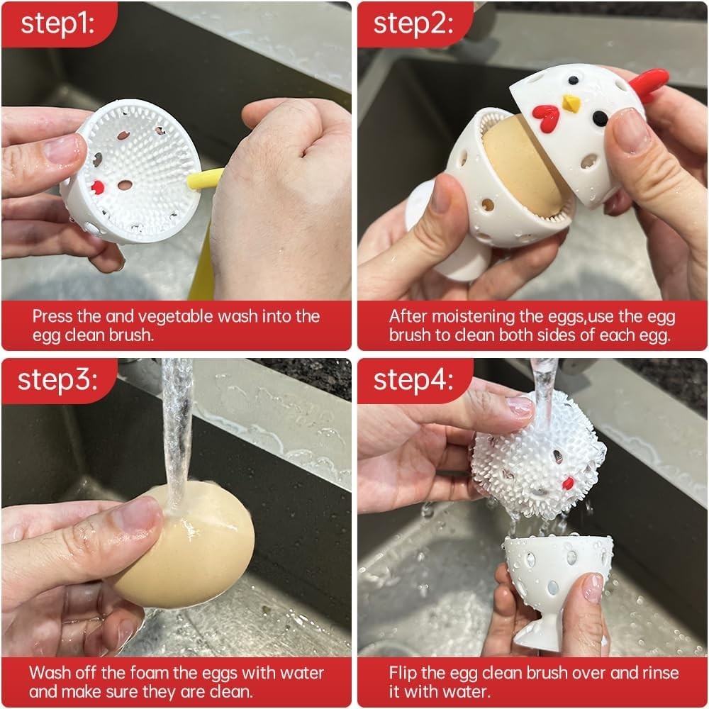Egg Brush Cleaner 2PCS Silicone Egg Cleaner Scrubber for Fresh Eggs Blue