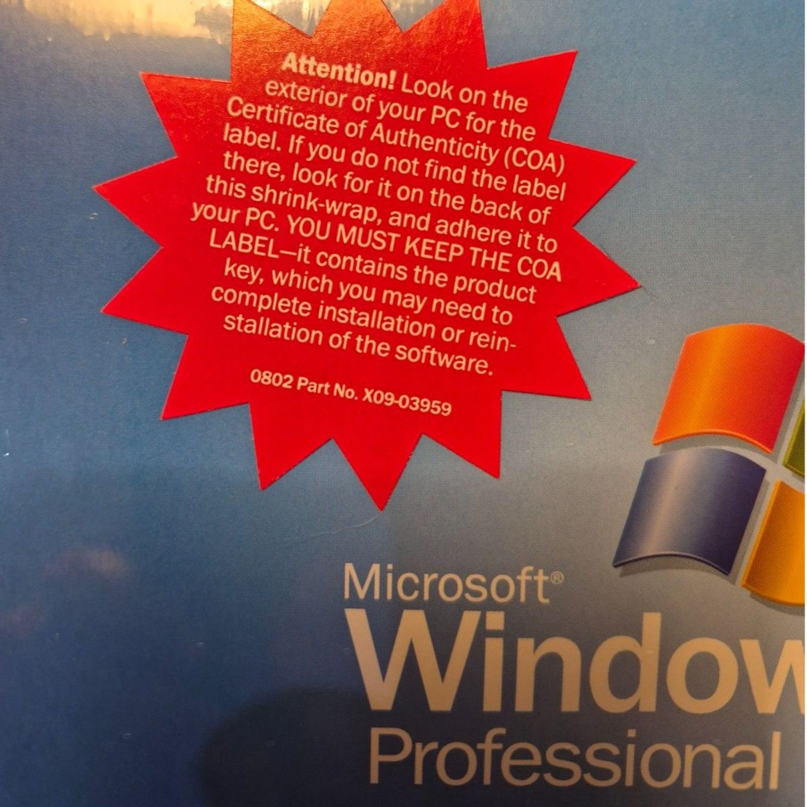 VTG New Microsoft Windows XP Professional Version 2002 SP1a CD Sealed - NO COA