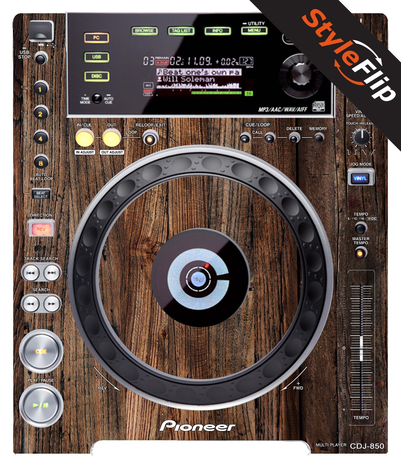 Pioneer CDJ-850 | Wood 3 | Protective Decal | StyleFlip Skins