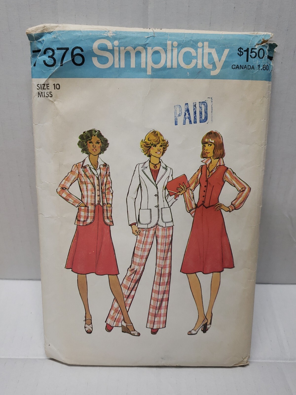 Simplicity Sewing Pattern #7376 Misses Jacket, Vest, Skirt, Pants. Sz 10 -Cut-