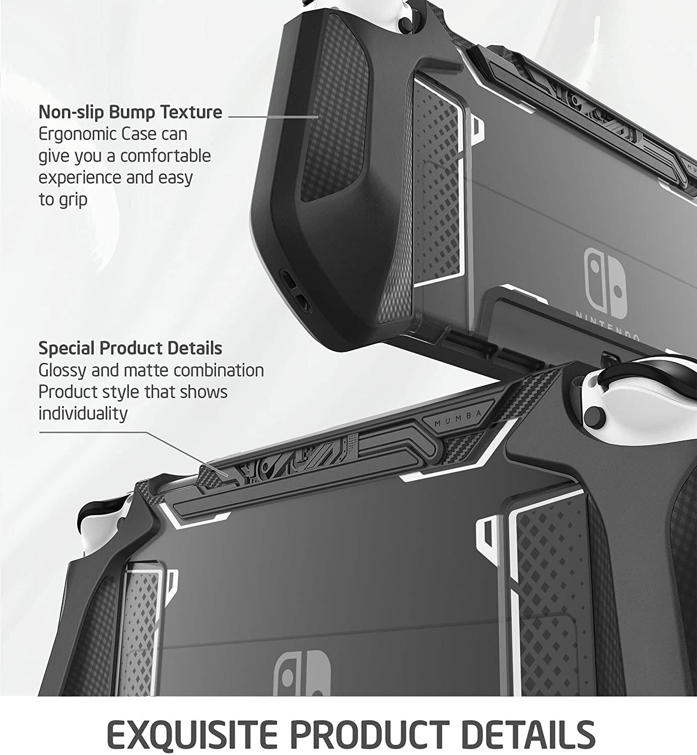 Mumba Dockable Case For Nintendo Switch OLED 2021 Grip Case Ergonomics Cover