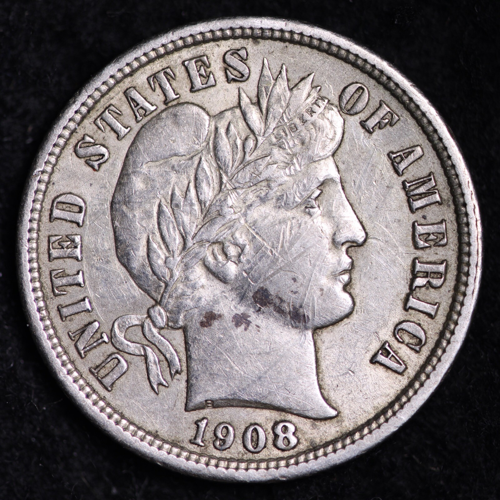 1908 Barber Dime CHOICE AU FREE SHIPPING E712 QNG