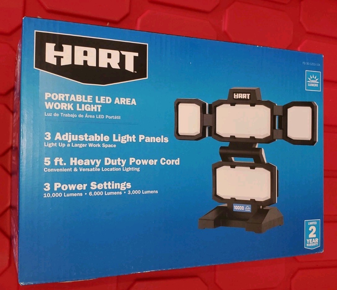 HART FSI 90-1253-10K Portable 4-Panel Plug-in LED Work Light, Adjustable NEW