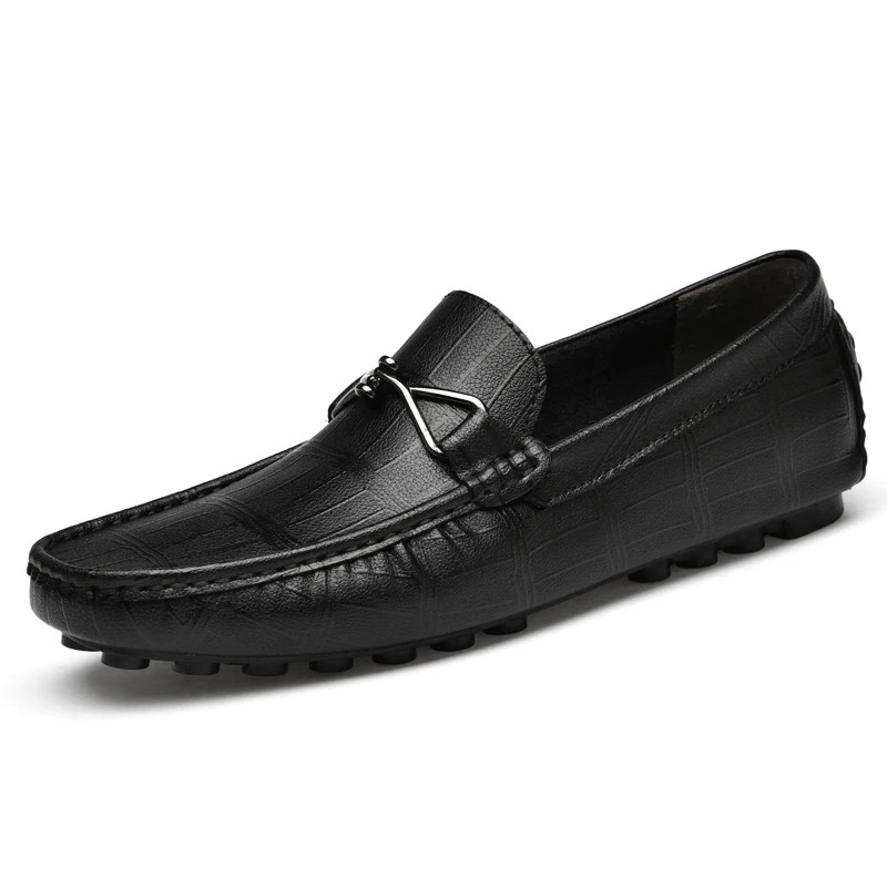 Men's Outdoor Loafers Driving Shoes Height Increasing Flats Leather Casual Shoes