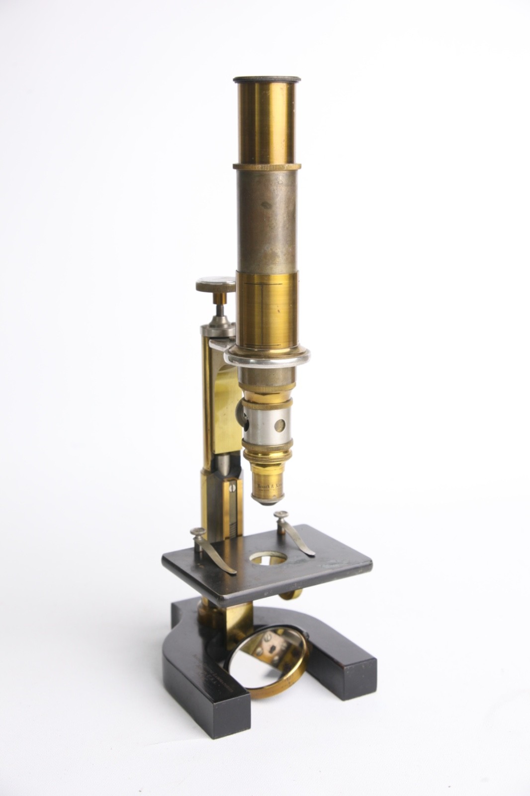 Bausch & Lomb Brass Continental Microscope Model AB 1890s READ