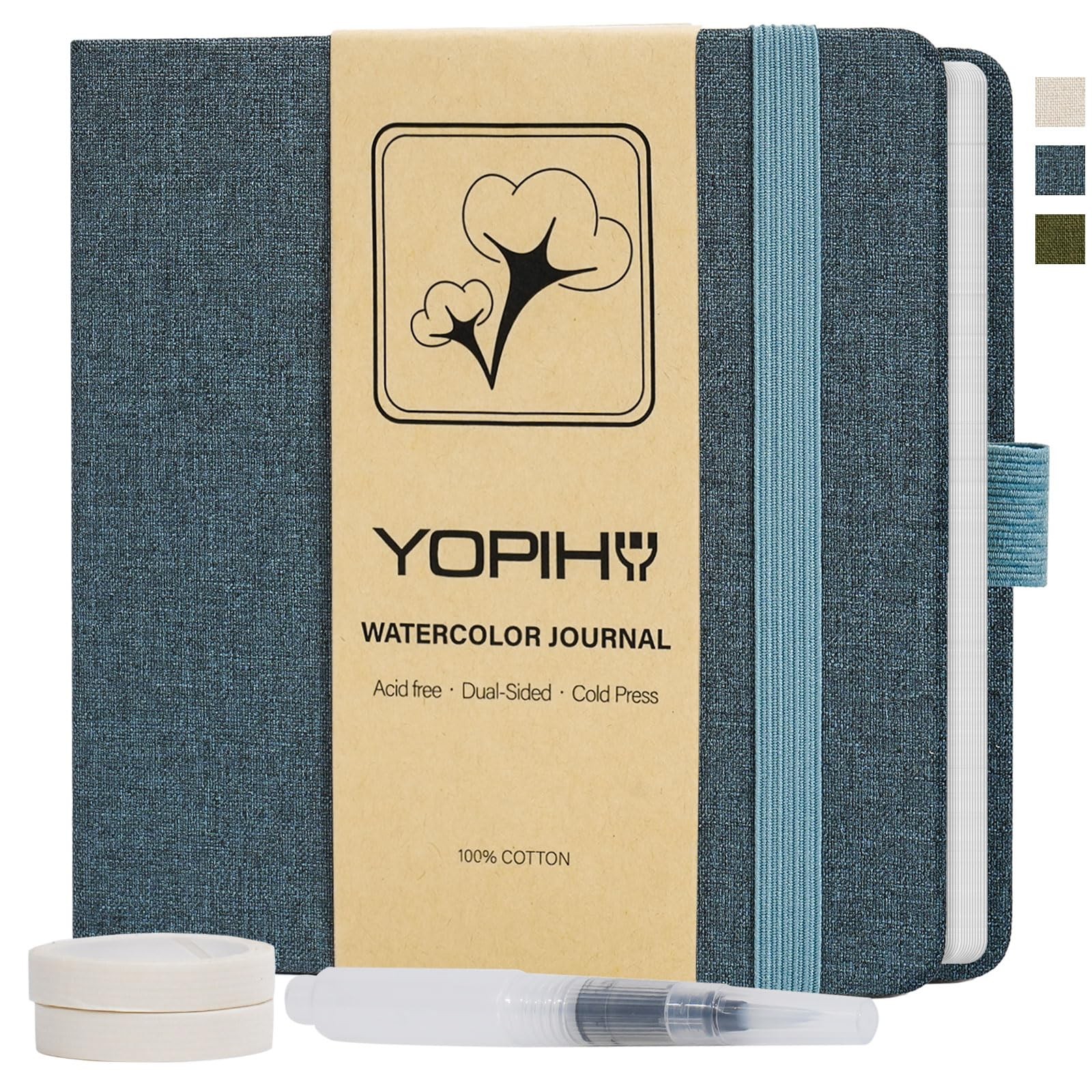 Artists Premium Linen Watercolor Sketchbook 5.5x5.5 Inch 300GSM Navy Art Journal