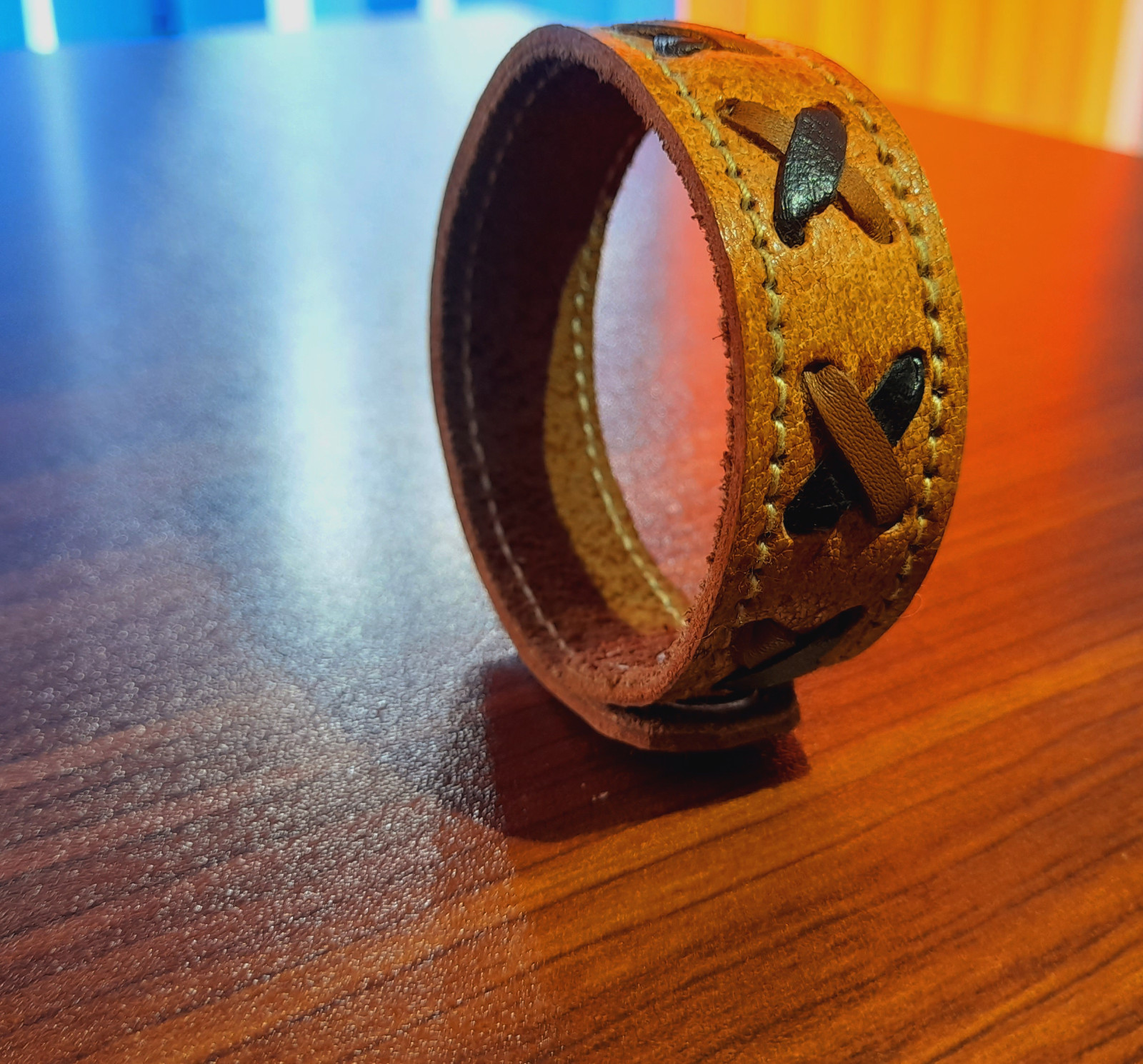 Leather Crafts Bracelet Handband Brown fashion man woman 9x1in Unisex Wristband