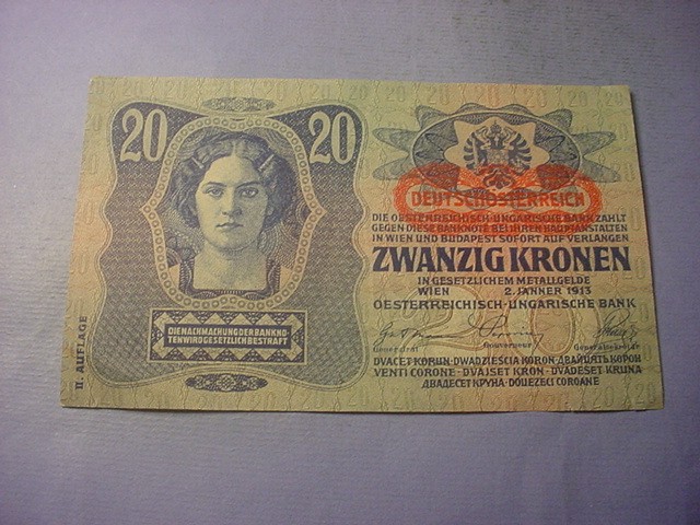 Austria 20 Kronen 1913 P-53a Banknote #88820