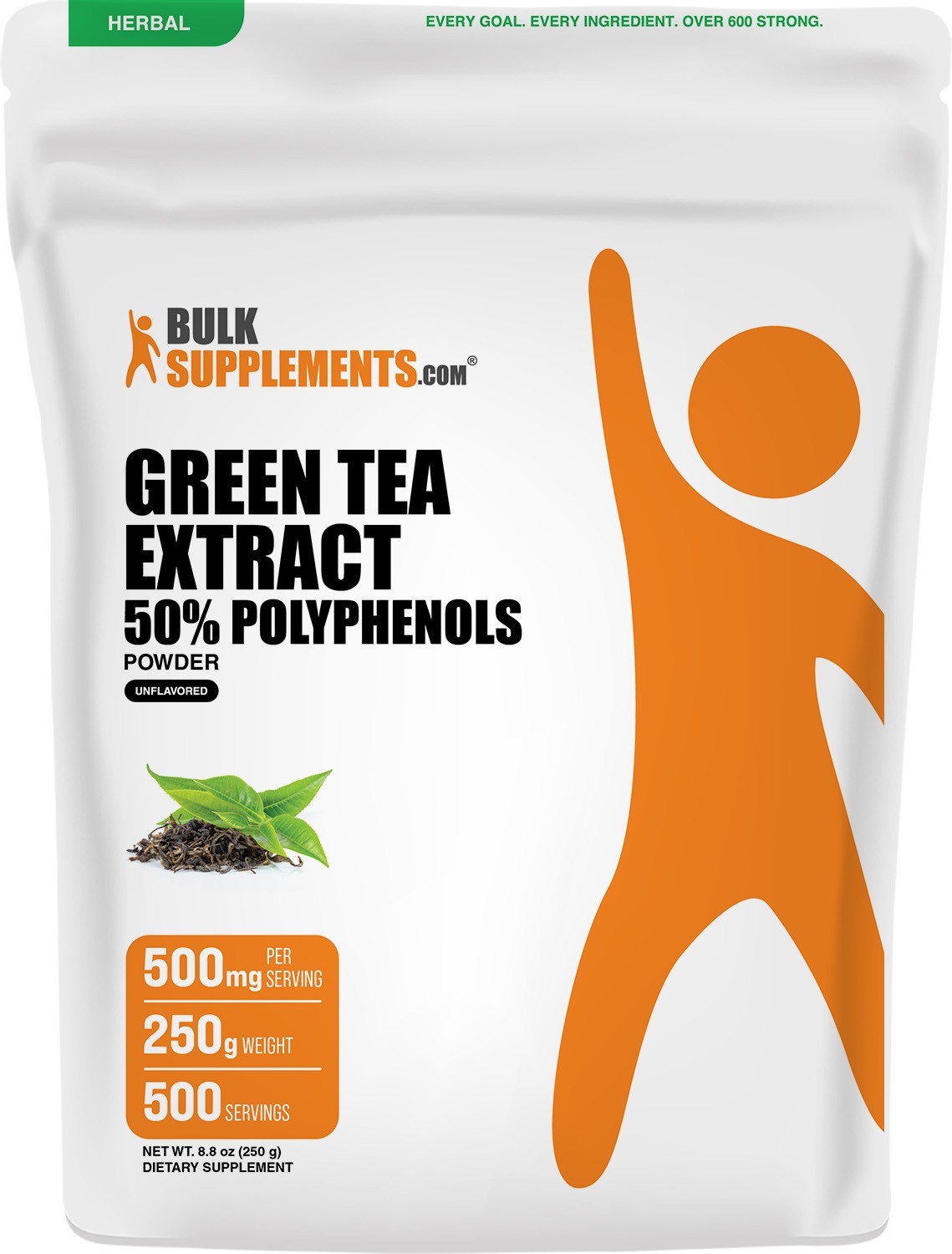 BulkSupplements Green Tea Extract (50% Polyphenols) Powder - 500 mg per Serving